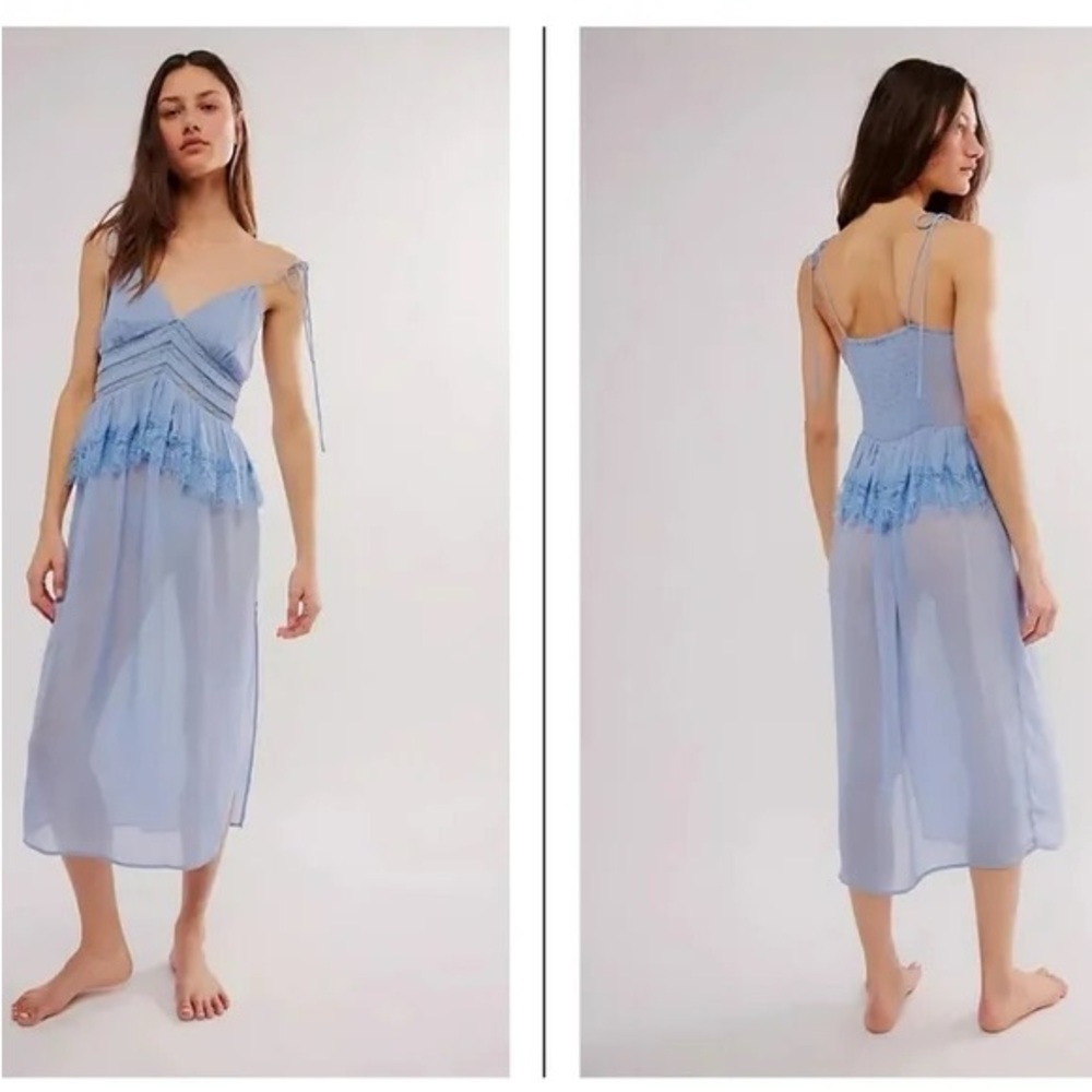 Free People Intimately x Revolve Kiki Slip in Chambray Blue